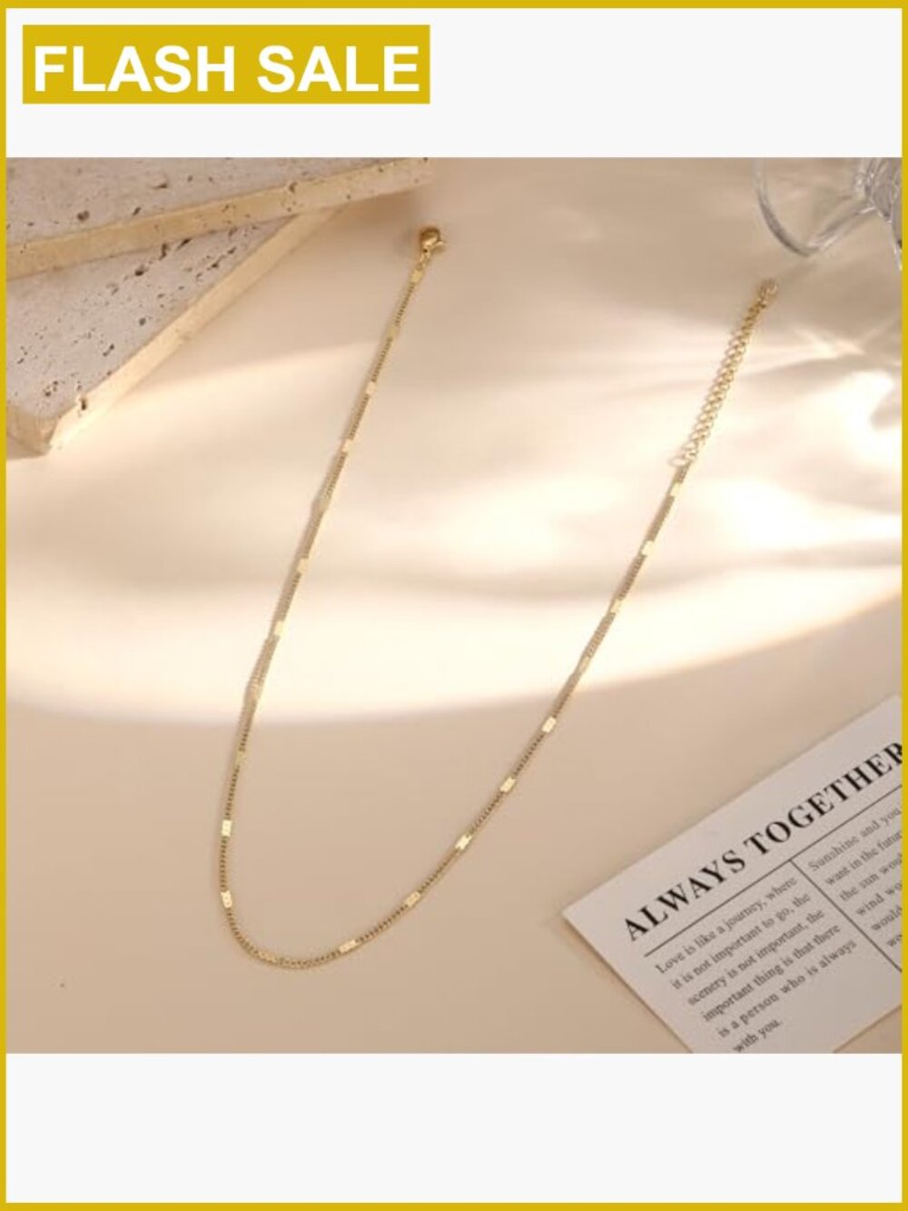 14K Gold Plated Dainty Choker Necklace Simple Trendy Layered Charm Chain Jewelry - Picture 6 of 7